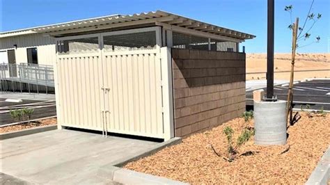 trash enclosure metal roof detail|metal deck trash enclosures.